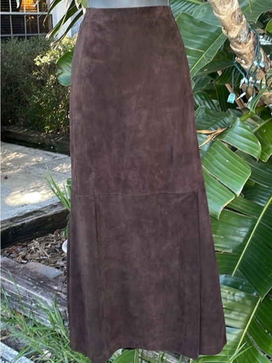 jaeger Dresses & Skirts - jaeger maxi suede skirt with front slit
